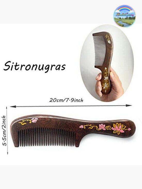 Handmade Sandalwood Fine Tooth Comb, Anti-Static Detangling Hair Comb for main image 5